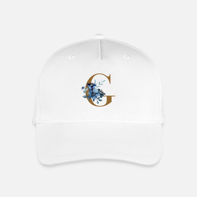 G floral – Lettre dorée avec des fleurs - Casquette de baseball bio Enfant - blanc