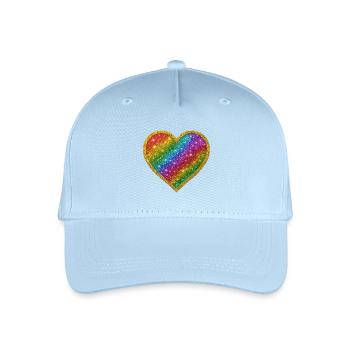 Regenbogenherz mit Goldrand - Kinder Bio Basecap - Hellblau - Vorne