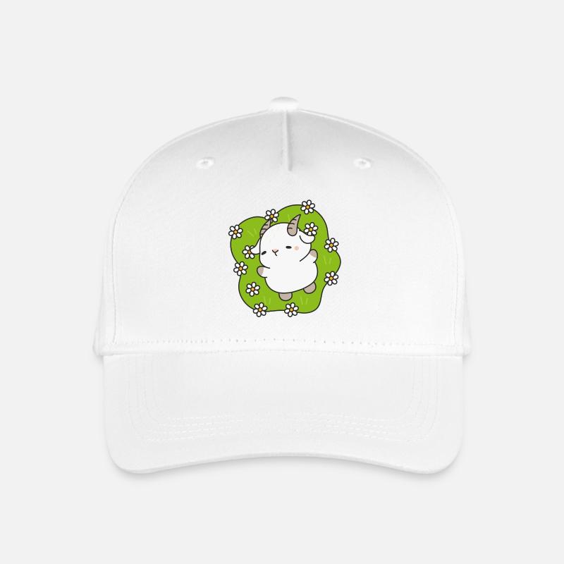 Kawaii Lamb Daisies - Organic Kids’ Baseball Cap - white