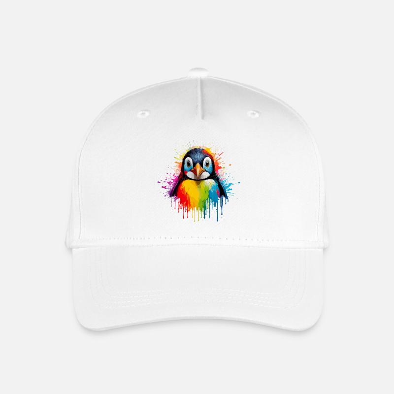 Rainbow Penguin Splash Art - Organic Kids’ Baseball Cap - white