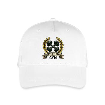 Krafttraining Gym Lorbeer Emblem - Kinder Bio Basecap - Weiß - Vorne