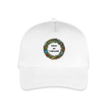 Garden wreath with tools and roses - Organic Kids’ Baseball Cap - white - Front