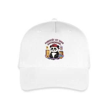 Pubertät ist sooo anstrengend Panda - Kinder Bio Basecap - Weiß - Vorne