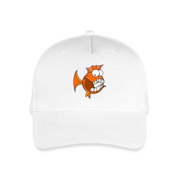 Wütender orangefarbener Fisch mit Zahn - Kinder Bio Basecap - Weiß - Vorne