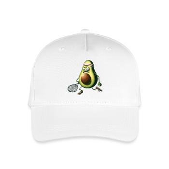 Funny avocado playing tennis with racket - Organic Kids’ Baseball Cap - white - Front