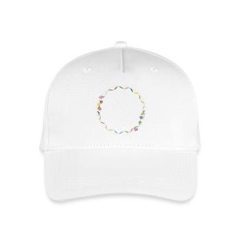 Gestickter Rahmen – Kreatives Handarbeitsmotiv - Kinder Bio Basecap - Weiß - Vorne