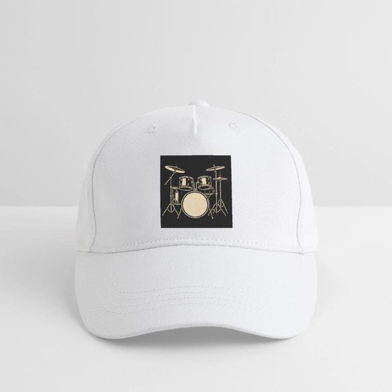 Schwarzsilbernes Drumset Illustration Kinder Bio Basecap