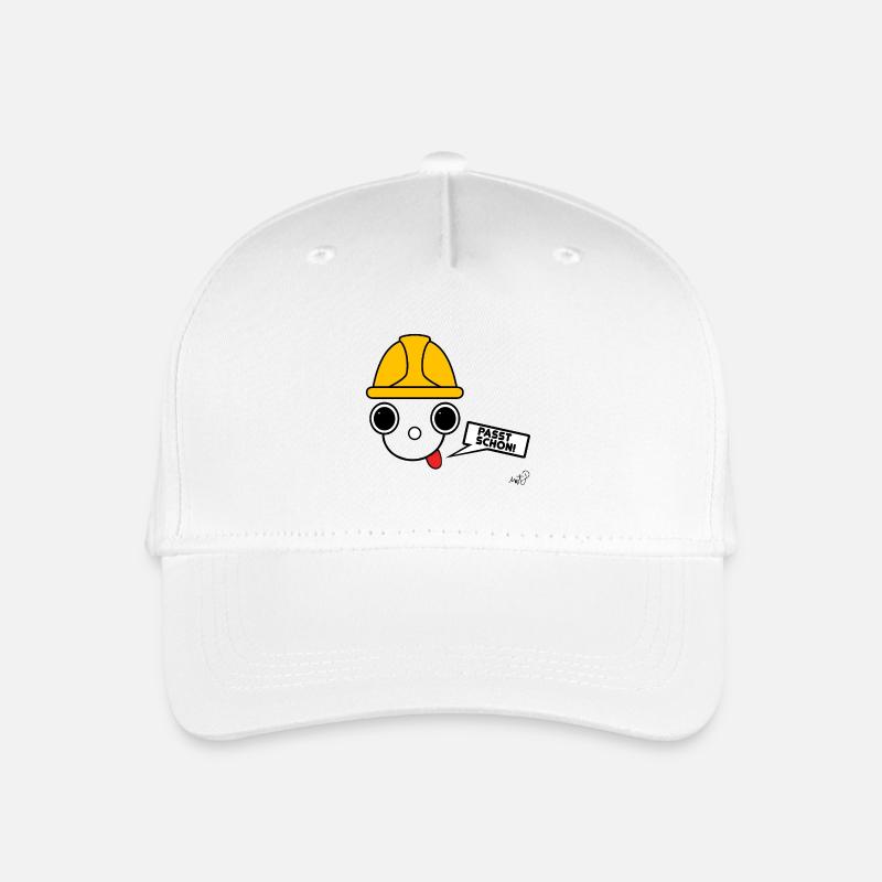 Koppie mit Bauarbeiterhelm  - Kinder Bio Basecap - Weiß