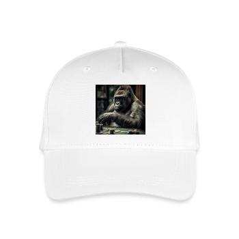 Gorilla am Pokertisch – Kaltblütiger Profi - Kinder Bio Basecap - Weiß - Vorne