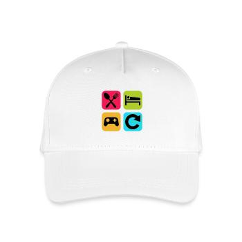 Essen, schlaf, Spiel wiederholen, lustiges Zitat, Gamer - Kinder Bio Basecap - Weiß - Vorne