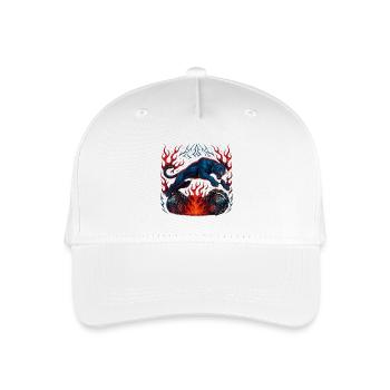 Blue panther over flames - Organic Kids’ Baseball Cap - white - Front