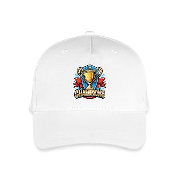 Champions Pokal Motiv mit Banner - Kinder Bio Basecap - Weiß - Vorne