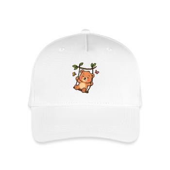 Kleiner Bär auf Schaukel - Kinder Bio Basecap - Weiß - Vorne