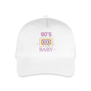 90s Baby SVG – Retro 90er Design - Kinder Bio Basecap - Weiß - Vorne