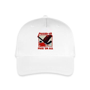 Pucked-Up Blood Red Hockey Graphic - Organic Kids’ Baseball Cap - white - Front