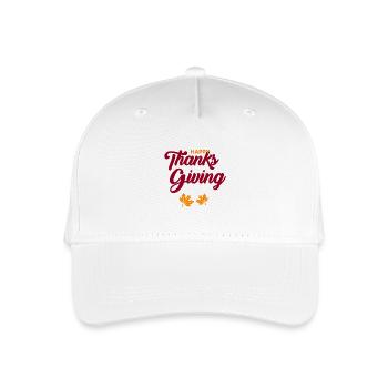 Happy Thanksgiving Script with Leaves - Organic Kids’ Baseball Cap - white - Front