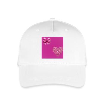 Glitter Heart & Bow Pink Romance - Organic Kids’ Baseball Cap - white - Front