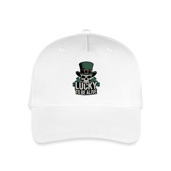 Glücksschädel: Lucky to be Alive - Kinder Bio Basecap - Weiß - Vorne