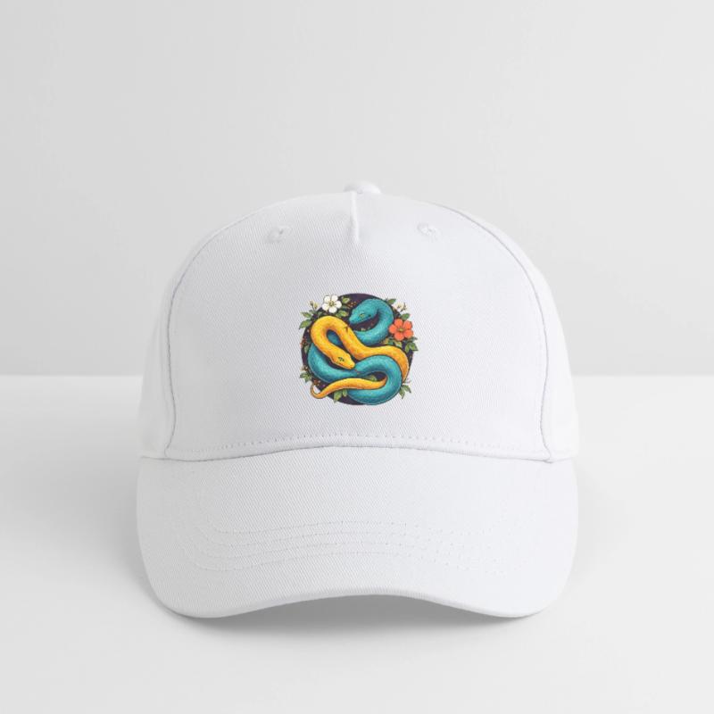 Deux serpents python dans l’anneau fleuri Casquette de baseball bio Enfant