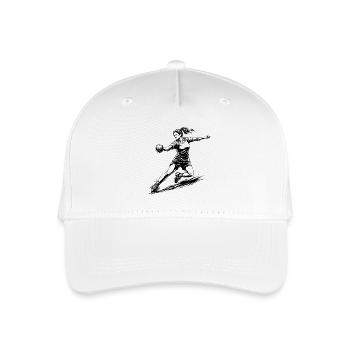 Dynamische Handballerin Illustration - Kinder Bio Basecap - Weiß - Vorne