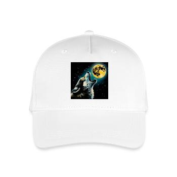Wolf heult zum Vollmond - Kinder Bio Basecap - Weiß - Vorne