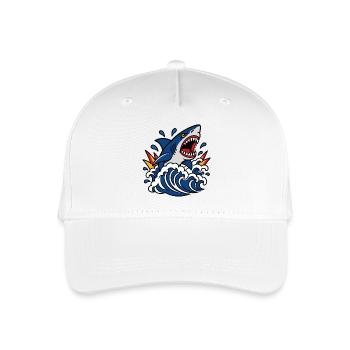 Furious shark in the tattoo style waves - Organic Kids’ Baseball Cap - white - Front