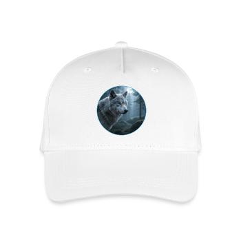 T-Shirt-Design „Wolf“ - Kinder Bio Basecap - Weiß - Vorne