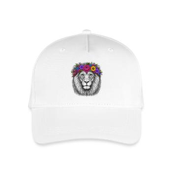 Löwenkopf mit Blumenkranz - Kinder Bio Basecap - Weiß - Vorne