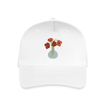 Red Poppy Vase Floral - Organic Kids’ Baseball Cap - white - Front