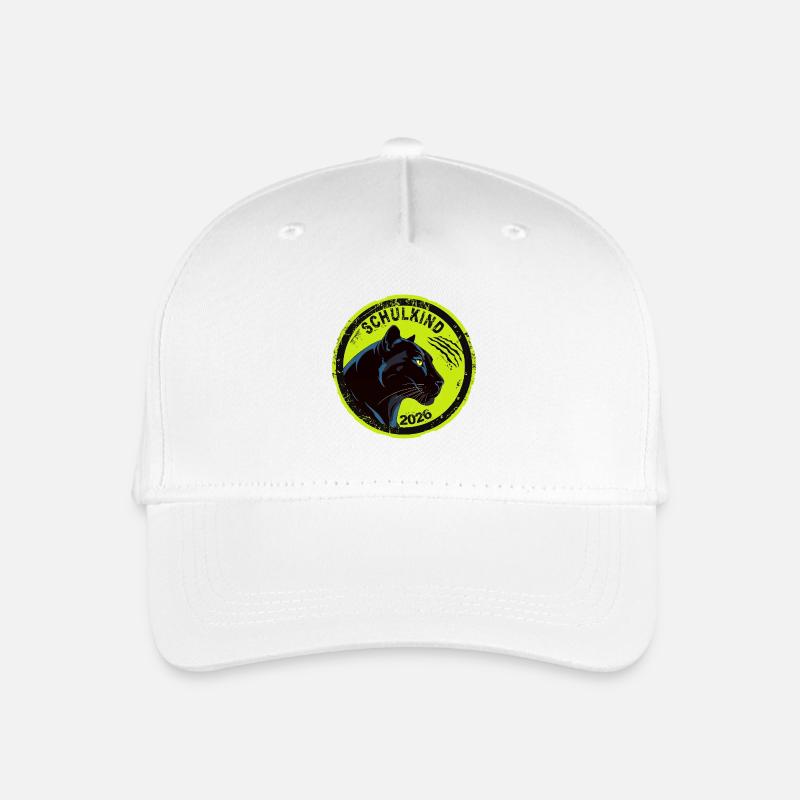 Schwarzer Panther Schulkind 2026 Einschulung Cool - Kinder Bio Basecap - Weiß