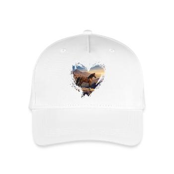 An Arabian Al Jawf horse, a landscape and a heart - Organic Kids’ Baseball Cap - white - Front