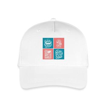 Wake Up And Smile Typography - Organic Kids’ Baseball Cap - white - Front