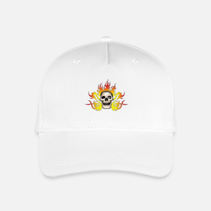 Schädel und Flammen - Kinder Bio Basecap - Weiß