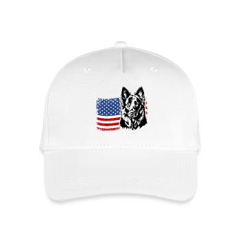 Deutscher Schäferhund US Amerika Fahne Wilsigns - Kinder Bio Basecap - Weiß - Vorne