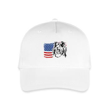 Langhaarcollie US Amerika Fahne Hunde Wilsigns - Kinder Bio Basecap - Weiß - Vorne
