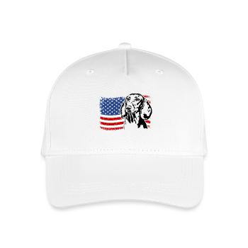 Dackel Dachshund US Amerika Fahne Hunde Wilsigns - Kinder Bio Basecap - Weiß - Vorne