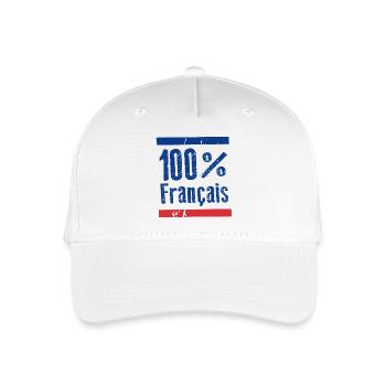 100% French, blue, white, red - Organic Kids’ Baseball Cap - white - Front