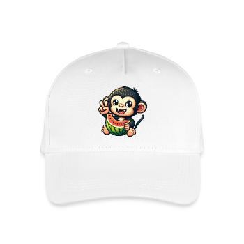 Chimpanzee with watermelon and honeydew melon - Organic Kids’ Baseball Cap - white - Front