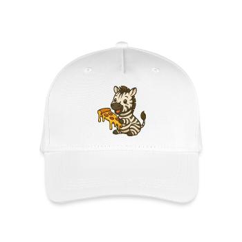 Cute Zebra Cartoon Pizza Pizza Lover Eating - Organic Kids’ Baseball Cap - white - Front