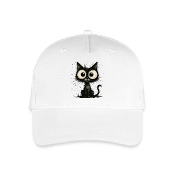 Funny black cat with big eyes – splash - Organic Kids’ Baseball Cap - white - Front