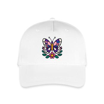 Schmetterling mit Blumen - Kinder Bio Basecap - Weiß - Vorne