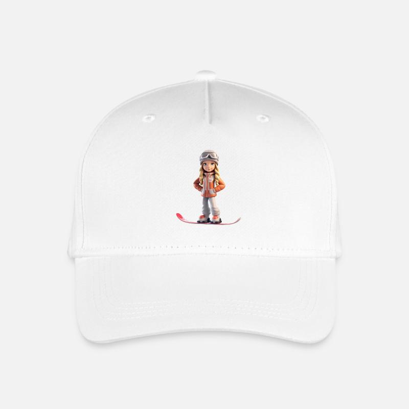 Snowboard Girl - Kinder Bio Basecap - Weiß