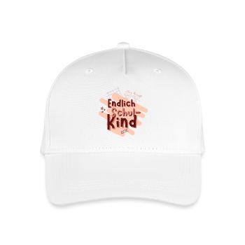 Endlich Schulkind | Schul Spruch für Schulkind - Kinder Bio Basecap - Weiß - Vorne