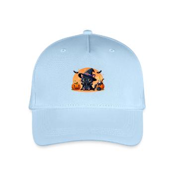 Chaton noir Halloween - Casquette de baseball bio Enfant - bleu clair - Devant
