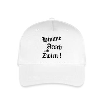 Bayerischer Spruch Shirt - Himme Arsch und Zwirn - Kinder Bio Basecap - Weiß - Vorne