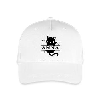 T-Shirt Anna T-Shirt Geschenkidee Katze - Kinder Bio Basecap - Weiß - Vorne