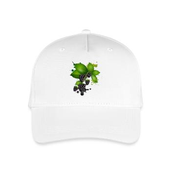 dunkelviolette Brombeeren mit Blätter als Graffiti - Kinder Bio Basecap - Weiß - Vorne
