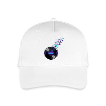 Retro-Vinyl und digitales Skyline-Design - Kinder Bio Basecap - Weiß - Vorne