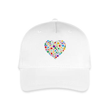 Colourful Polka Dot Heart – Bright Spotty Dotted  - Organic Kids’ Baseball Cap - white - Front