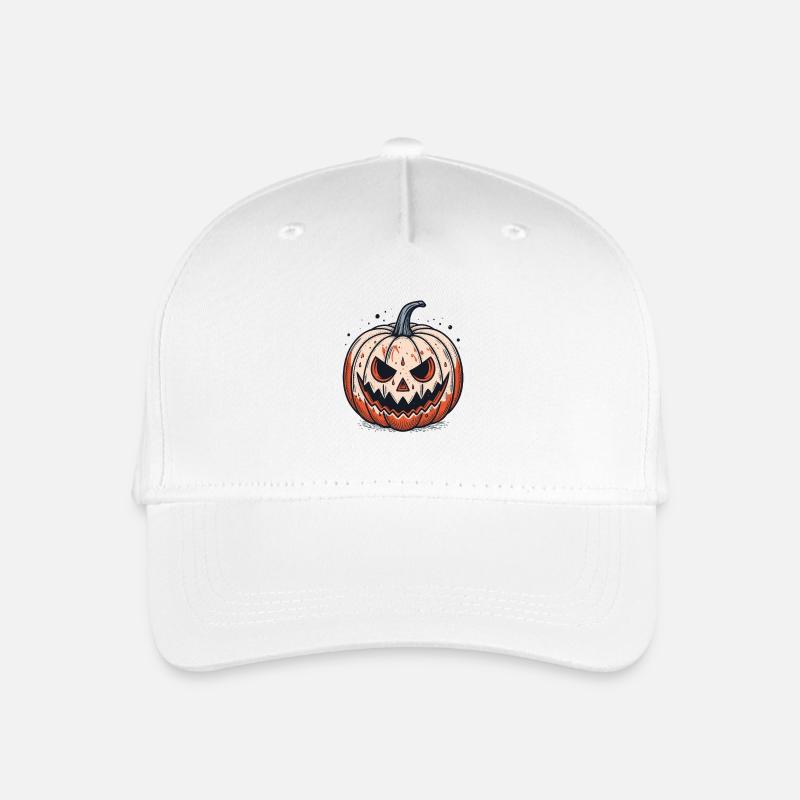 Gruseliger Jackolantern Kürbis - Kinder Bio Basecap - Weiß